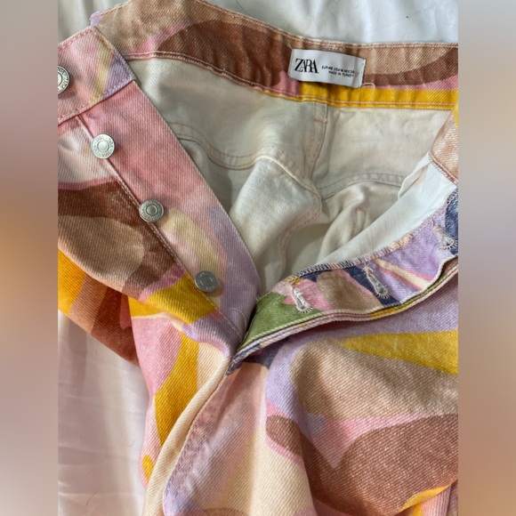 Zara Colorful Print Denim Size 14 - Picture 2 of 2